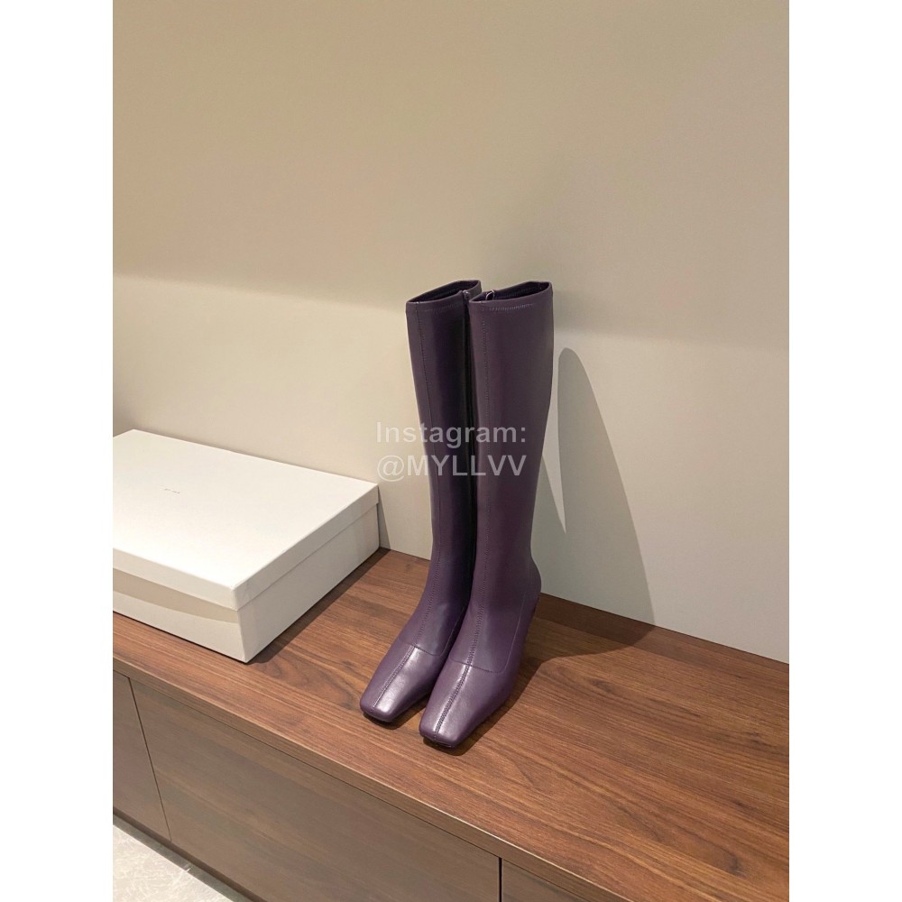 Byfar Winter New Sheepskin High Heel Long Boots For Women Purple