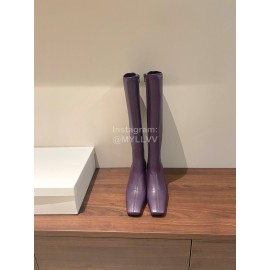 Byfar Winter New Sheepskin High Heel Long Boots For Women Purple
