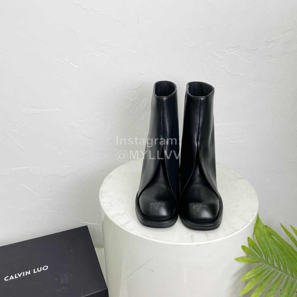 Calvin Luo Vintage Napa Cowhide Boots For Women Black