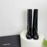 Calvin Luo Vintage Napa Cowhide Long Boots For Women Black