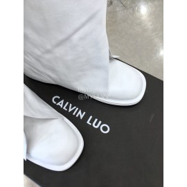 Calvin Luo Vintage Napa Cowhide Long Boots For Women White