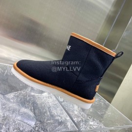 Celine Autumn Winter Printed Wool Canvas Short Boots For Women Black