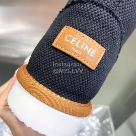 Celine Autumn Winter Printed Wool Canvas Short Boots For Women Black