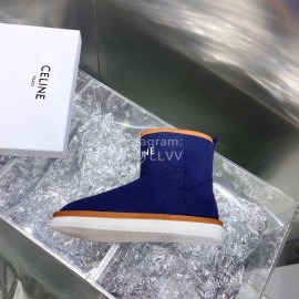 Celine Autumn Winter Printed Wool Canvas Short Boots For Women Blue