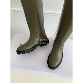 Celine Autumn Winter Cowhide Long Boots For Women Green