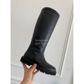 Celine Autumn Winter Cowhide Long Boots For Women Black