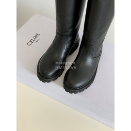 Celine Autumn Winter Cowhide Long Boots For Women Black