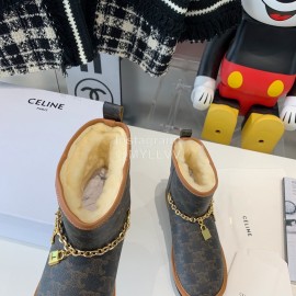 Celine New Winter Warm Gold Chain Short Boots For Women 
