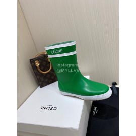Celine Letter Printed Rain Boots For Women Green