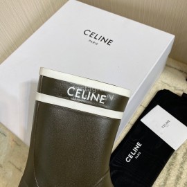 Celine Letter Printed Rain Boots For Women Coffee