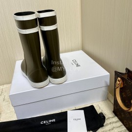 Celine Letter Printed Rain Boots For Women Coffee