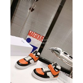 Celine Leather Velcro High Top Sneakers For Men And Women Orange