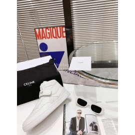 Celine Leather Velcro High Top Sneakers For Men And Women White