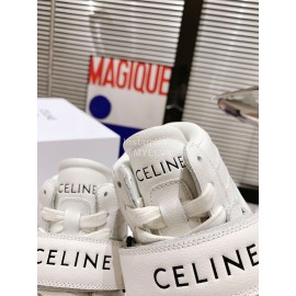 Celine Leather Velcro High Top Sneakers For Men And Women White