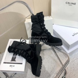 Celine Spring Summer Canvas Martin Boots For Women Black