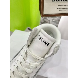 Celine Leather High Top Sneakers For Men And Women White