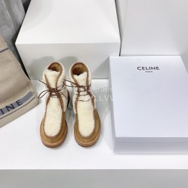 Celine Velvet Wool Lace Up Martin Boots For Women 