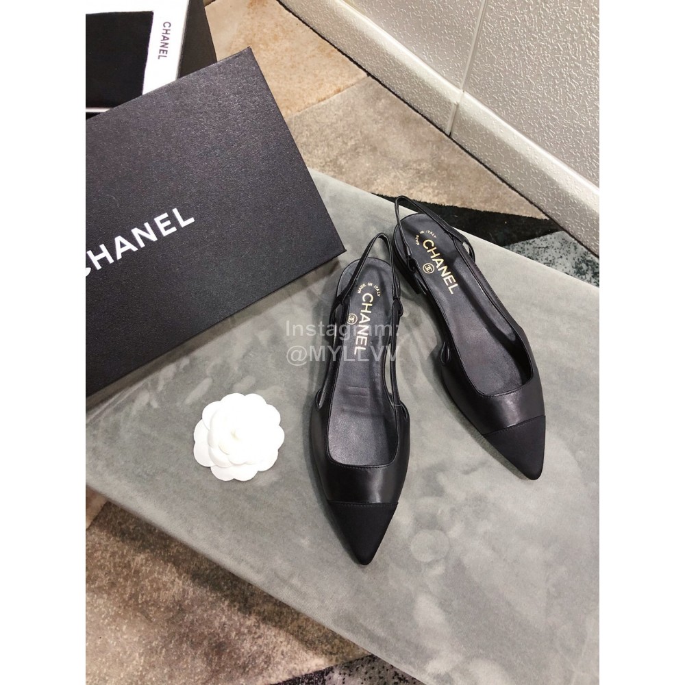 Chanel Black Sheepskin Pointed Shoes For Women