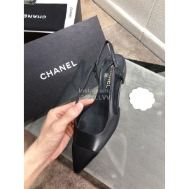 Chanel Black Sheepskin Pointed Shoes For Women
