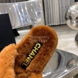 Chanel Autumn Winter Soft Wool Slippers Brown