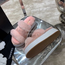 Chanel Autumn Winter Soft Wool Slippers Pink