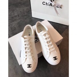 Chanel Black Logo White Casual Shoes