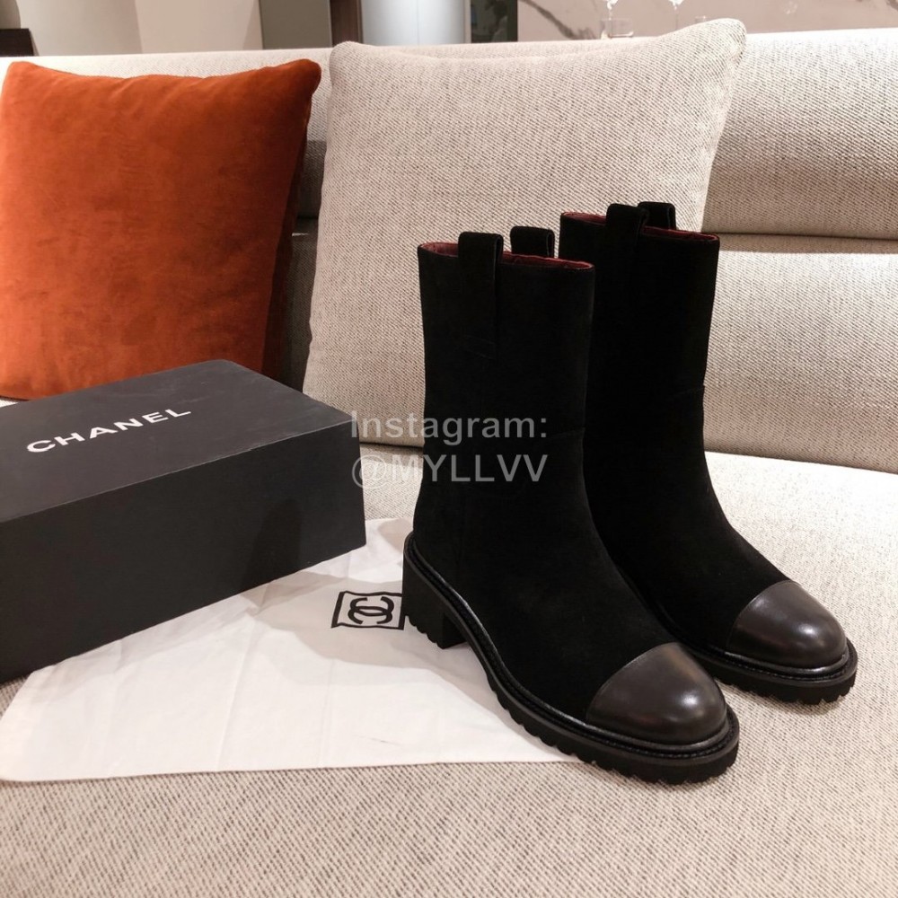 Chanel Black Calfskin Boots 