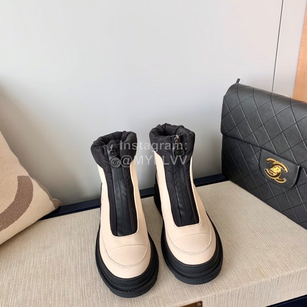 Chanel Zipper Sneakers Casual Boots Beige