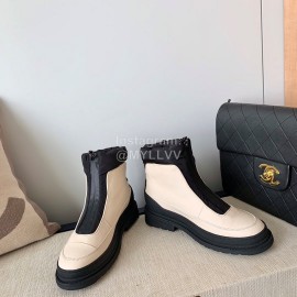 Chanel Zipper Sneakers Casual Boots Beige