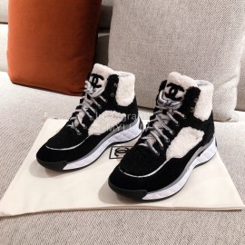 Chanel Winter Wool Sneakers Black