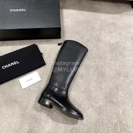 Chanel Black Calf Knee Boots