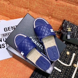 Chanel Woven Thick Bottom Slippers Blue