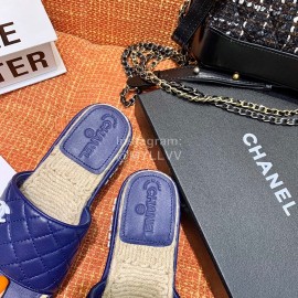 Chanel Woven Thick Bottom Slippers Blue