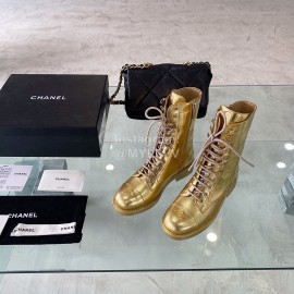 Chanel Calf Locomotive Gold Boots