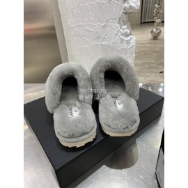 Chanel Winter Wool Slippers Gray