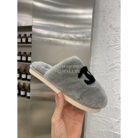Chanel Winter Wool Slippers Gray