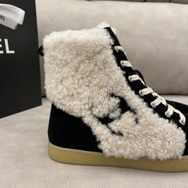 Chanel Winter Flat Boots Black