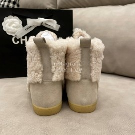 Chanel Winter Flat Boots Gray