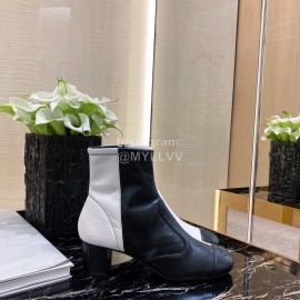 Chanel Black And White Short Boots