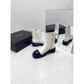 Chanel Autumn Winter Leather Boots For Women White