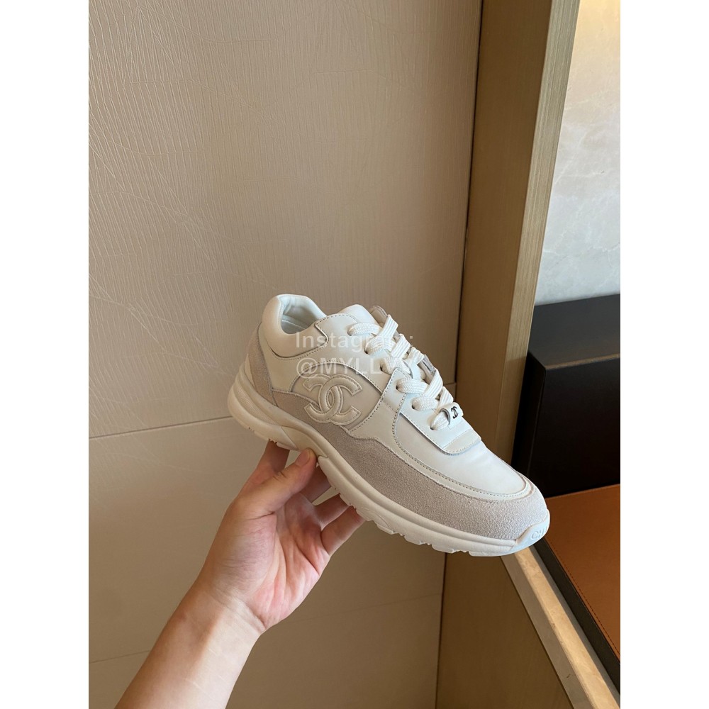 Chanel Autumn Winter Lace Up Sneakers For Women White