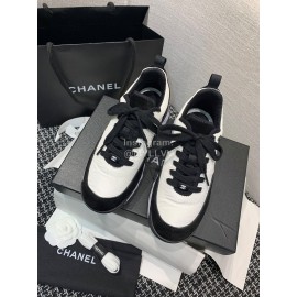 Chanel Down Cotton Lace Up Sneakers For Men And Women White