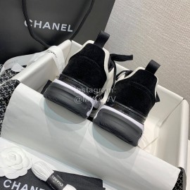 Chanel Down Cotton Lace Up Sneakers For Men And Women White