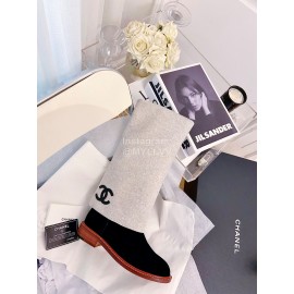 Chanel Winter Elastic Wool Fabric Boots For Women