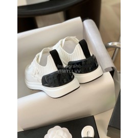 Chanel Autumn And Winter New Knitted Sneakers For Women White