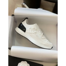 Chanel Autumn And Winter New Knitted Sneakers For Women White