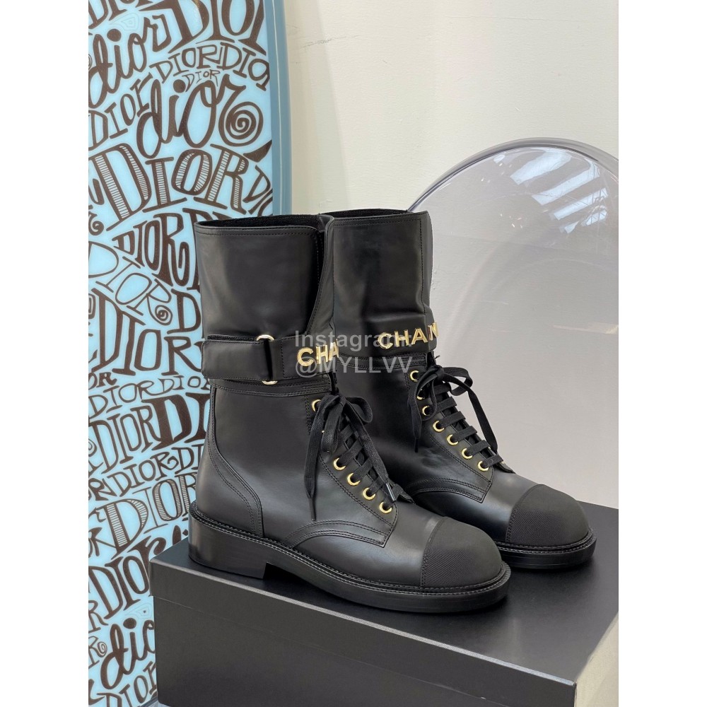 Chanel Autumn And Winter Leather Martin Boots For Women Black