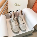 Chloe Thick Soled Color Matching High Top Casual Board Shoes For Women Gray