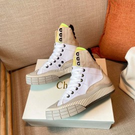 Chloe Thick Soled Color Matching High Top Casual Board Shoes For Women White