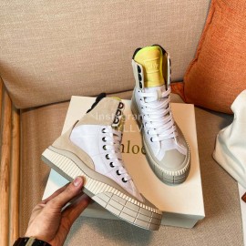 Chloe Thick Soled Color Matching High Top Casual Board Shoes For Women White